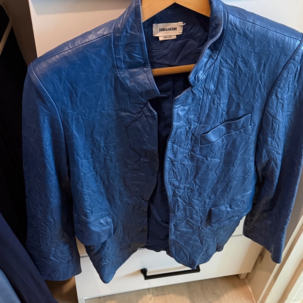 Zadig & Voltaire Deep Blue Leather Jacket
